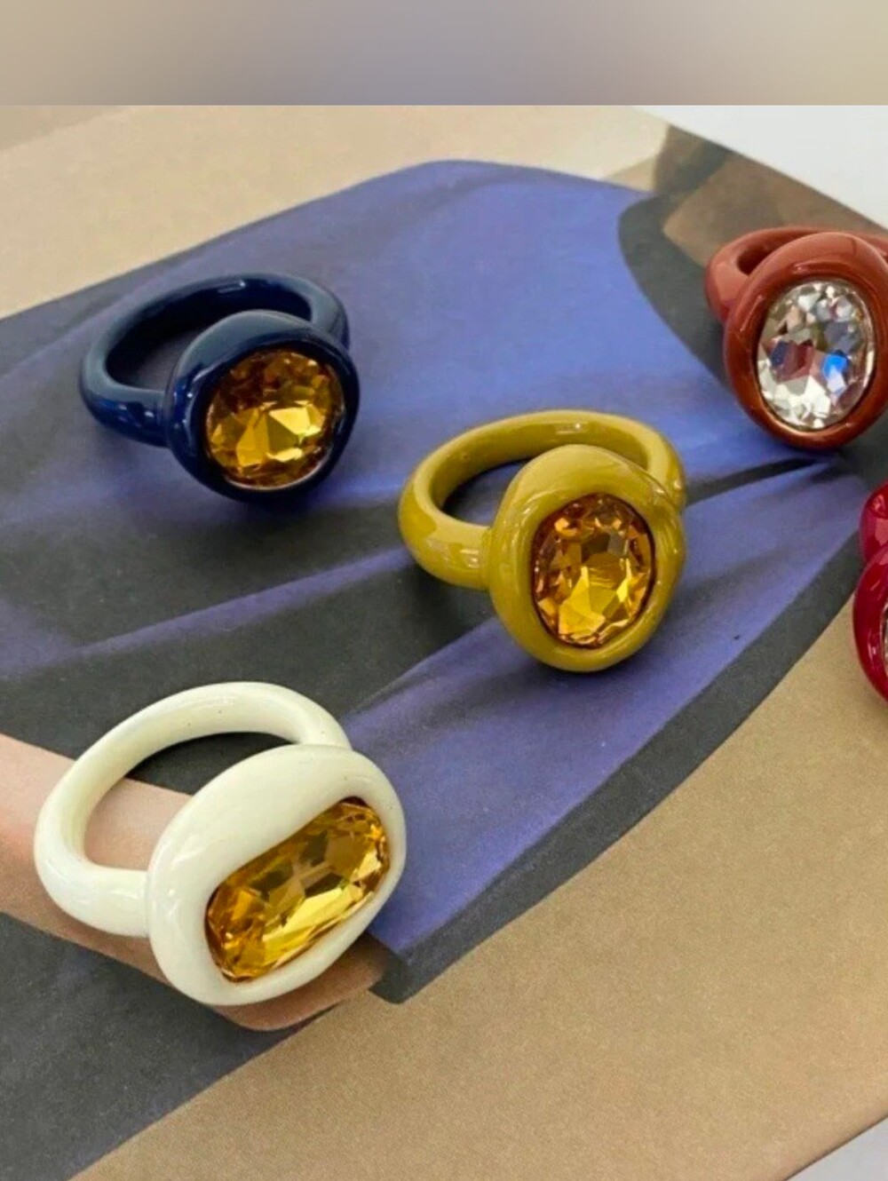 Joy Pop Zicornia colorful enamel cocktail rings